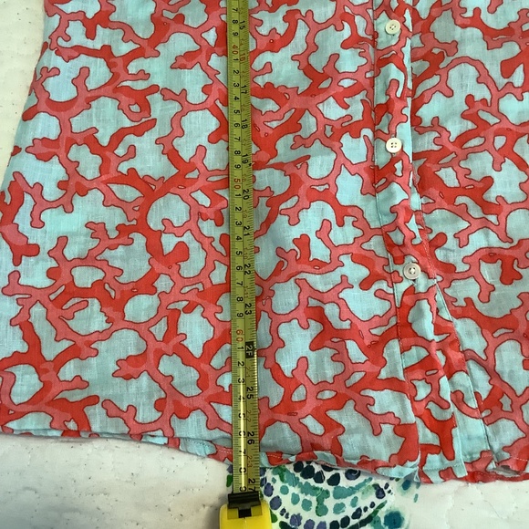 J.McLaughlin Linen Coral Pattern Button Down Blouse - Picture 6 of 8